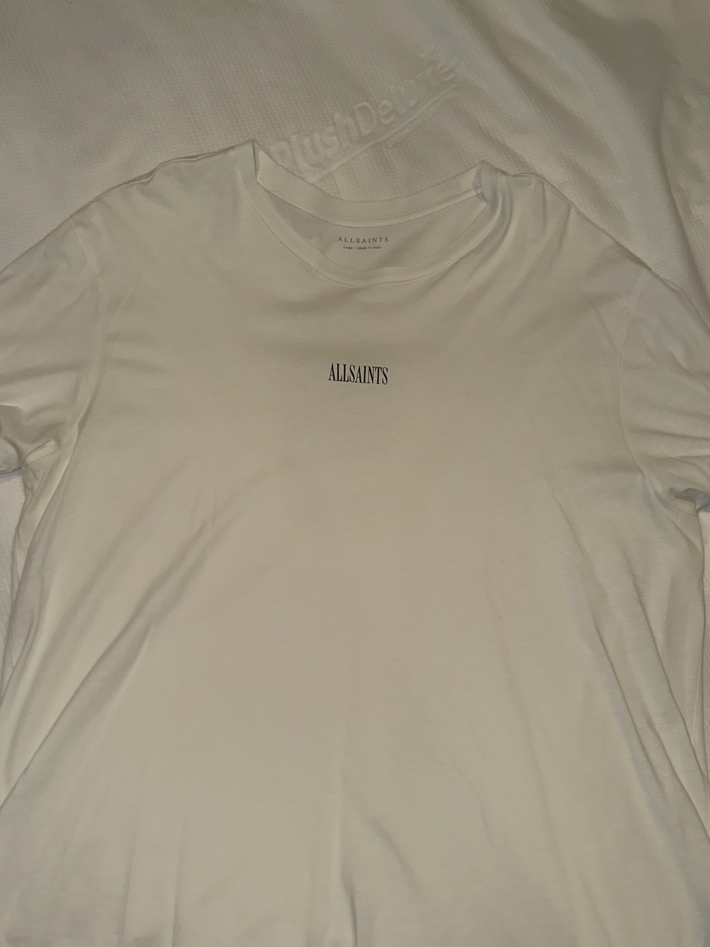 AllSaints Men's White Crew Logo Tee
